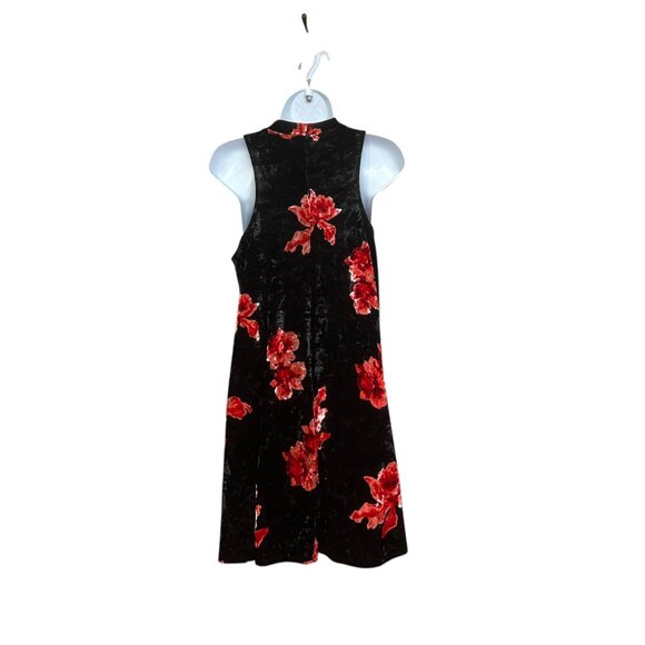 Eclipse Black Red Velour Floral Sleeveless Flowy Comfy Dress Size M - Picture 4 of 5